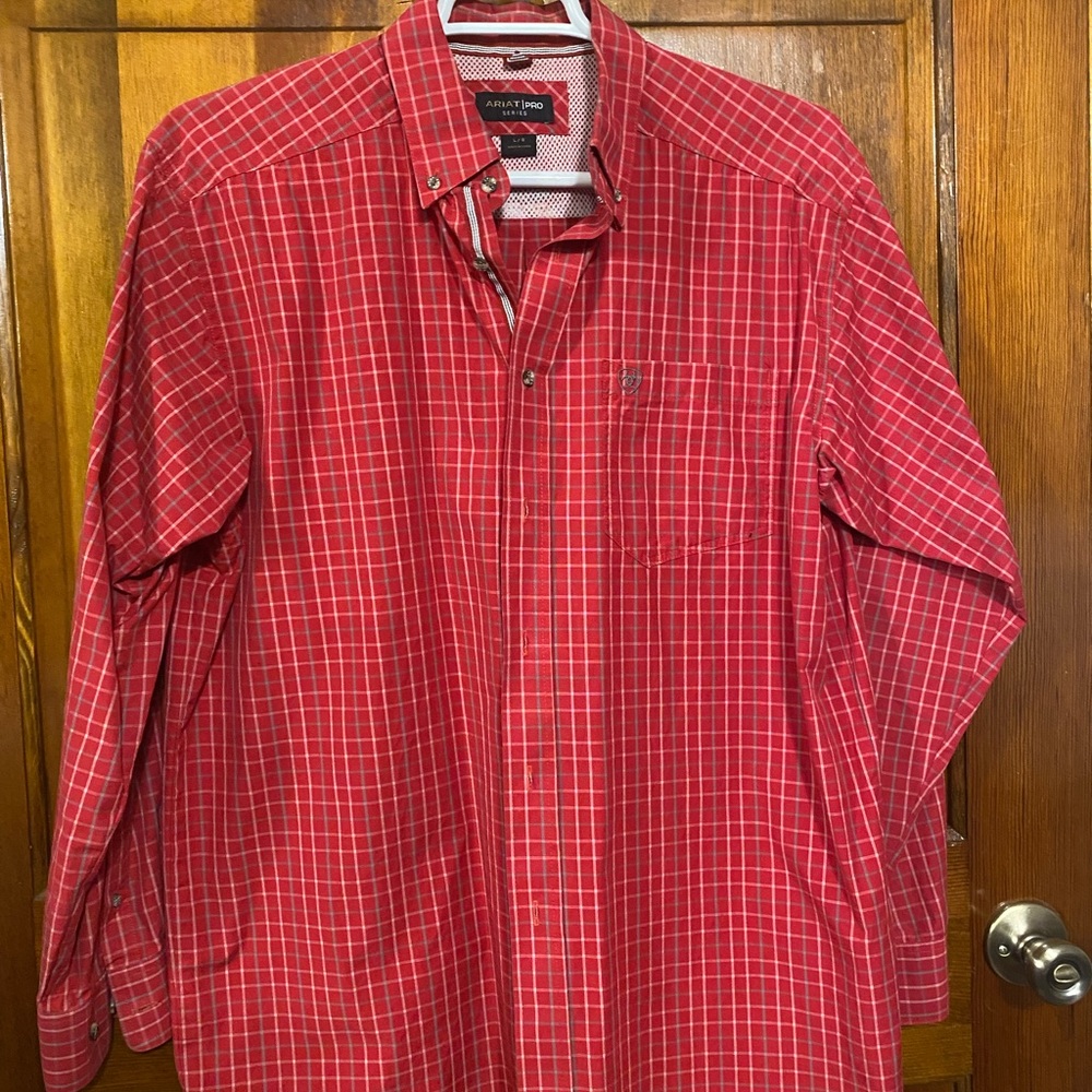 Ariat Red Plaid Men's Casual Shirt